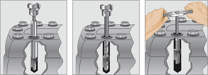 Принцип действия экстрактора болтов Ridgid