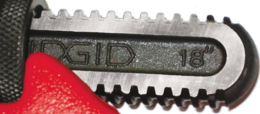 Резьба верхней щеки прямого трубного ключа Ridgid Heavy Duty 10"